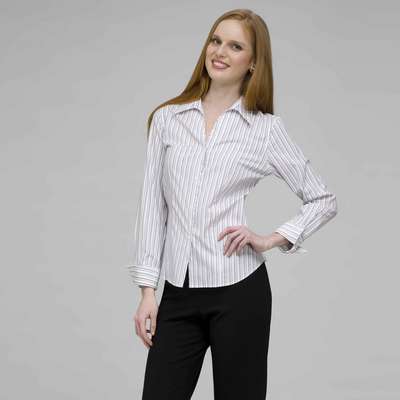 Platinum Red Stripes Easy Care Fitted Shirt, White, medium