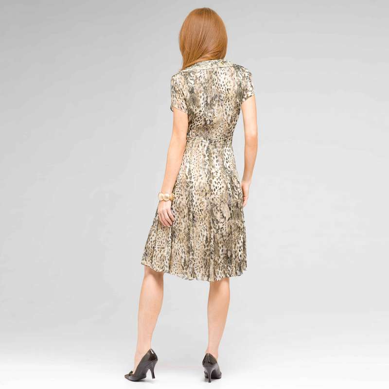 Tie Front Animal Print Dress, , large