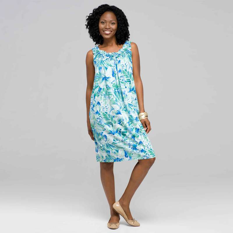 Floral Smock Tank Dress, , large