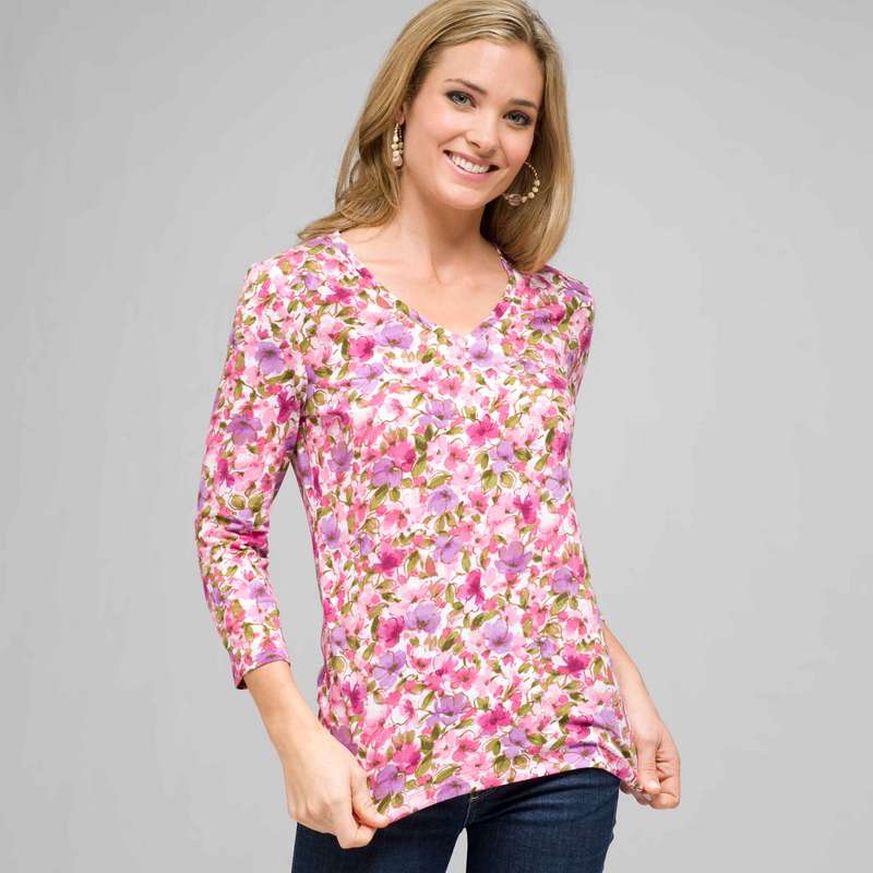 Floral Print Tee, , large