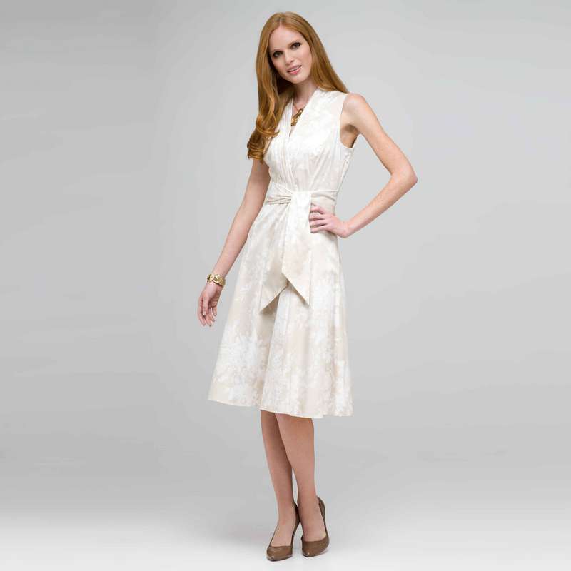 Neutral Floral Dress, , large