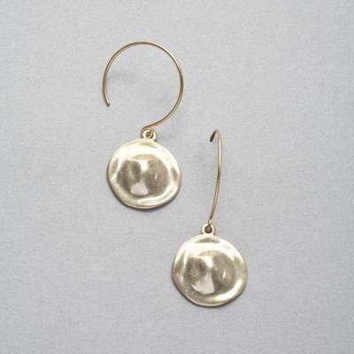 Hammered Gold Earrings, Brown, medium