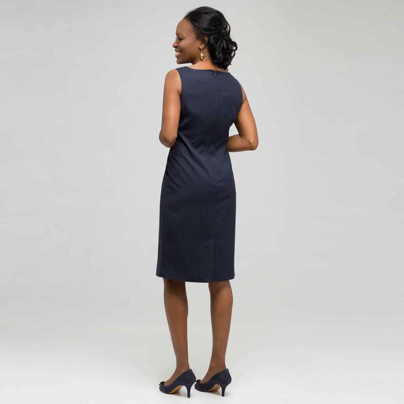 Navy Pinstripe Dress, , large