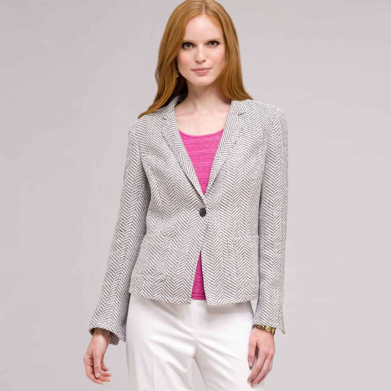 Textured 1 Button Jacket, , large