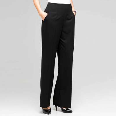 Flat Front Bootleg Pant, Black, medium