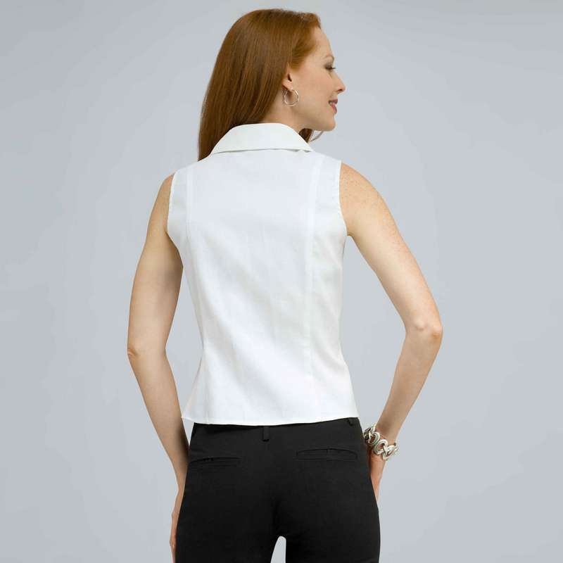 Double Breasted Sleeveless Button Down Blouse., , large