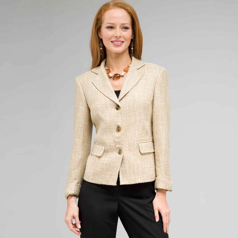 Notch Collar Basket Weave Jacket, , large