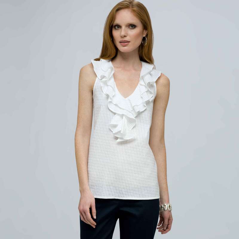 Sleeveless Ruffle Blouse., , large