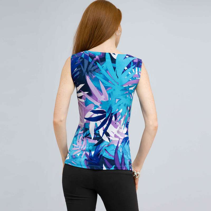 Drape Neck Tank with Knot Detail., , large