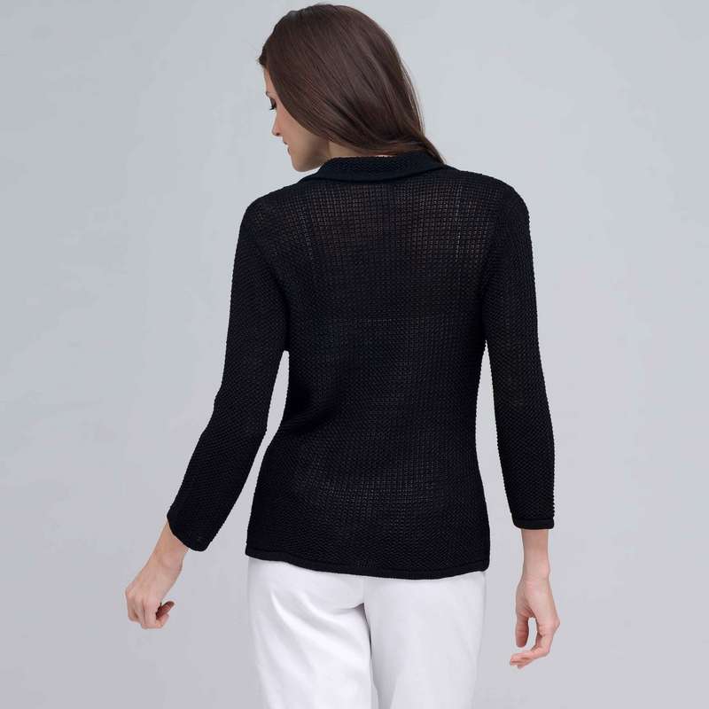 3/4 Sleeve Notch Cardigan., , large