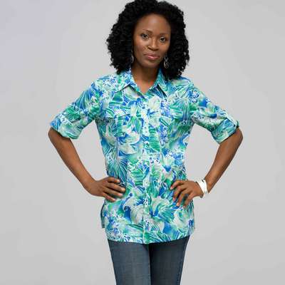 Button Front Shirt, Multi, medium