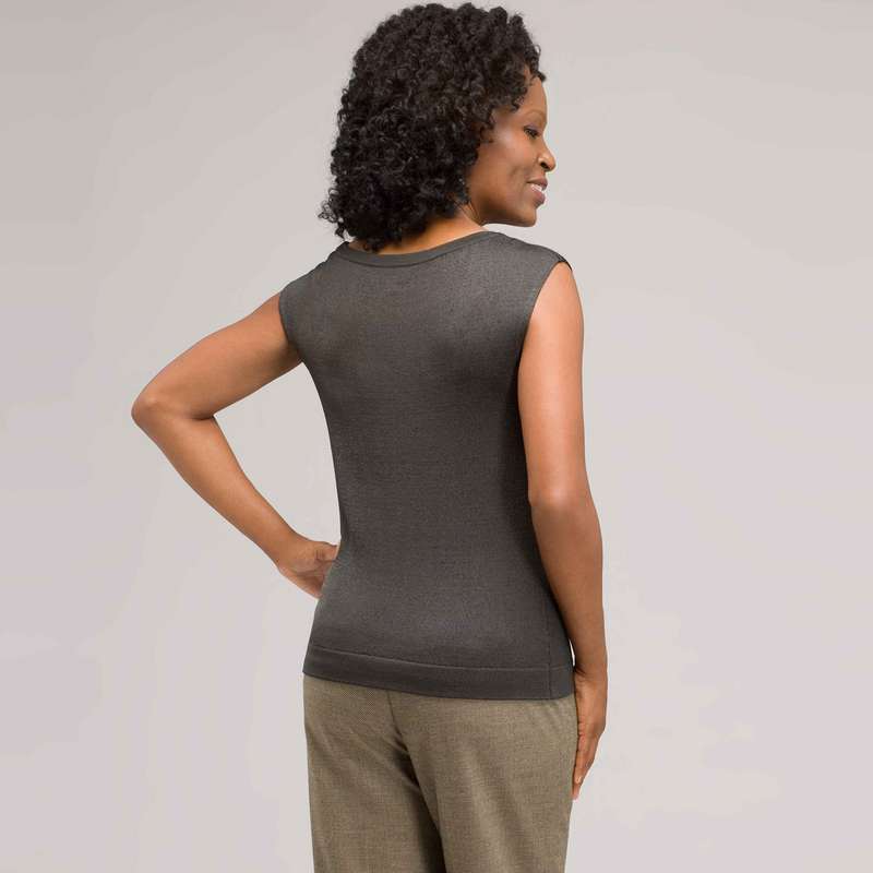 Sleeveless Scoop Neck Shell, , large