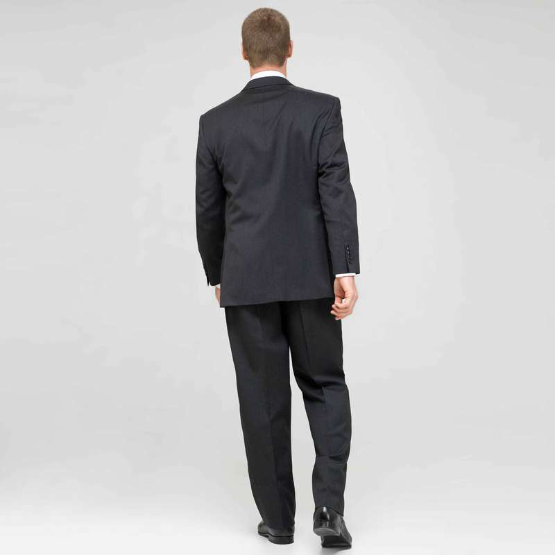 Charcoal Single Pleat Wool Suit, , large