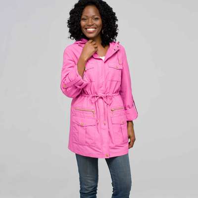 Roll Sleeve Anorak Jacket, raspberry pink, medium