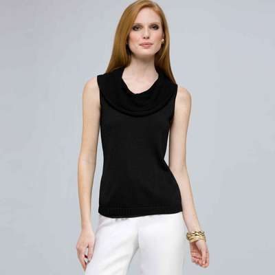 Sleeveless Cowl Neck Knit., Black, medium