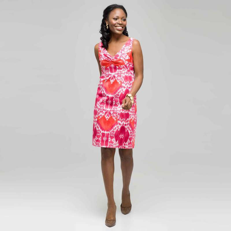 Mixed Floral Colour Twist Front Dress, , large