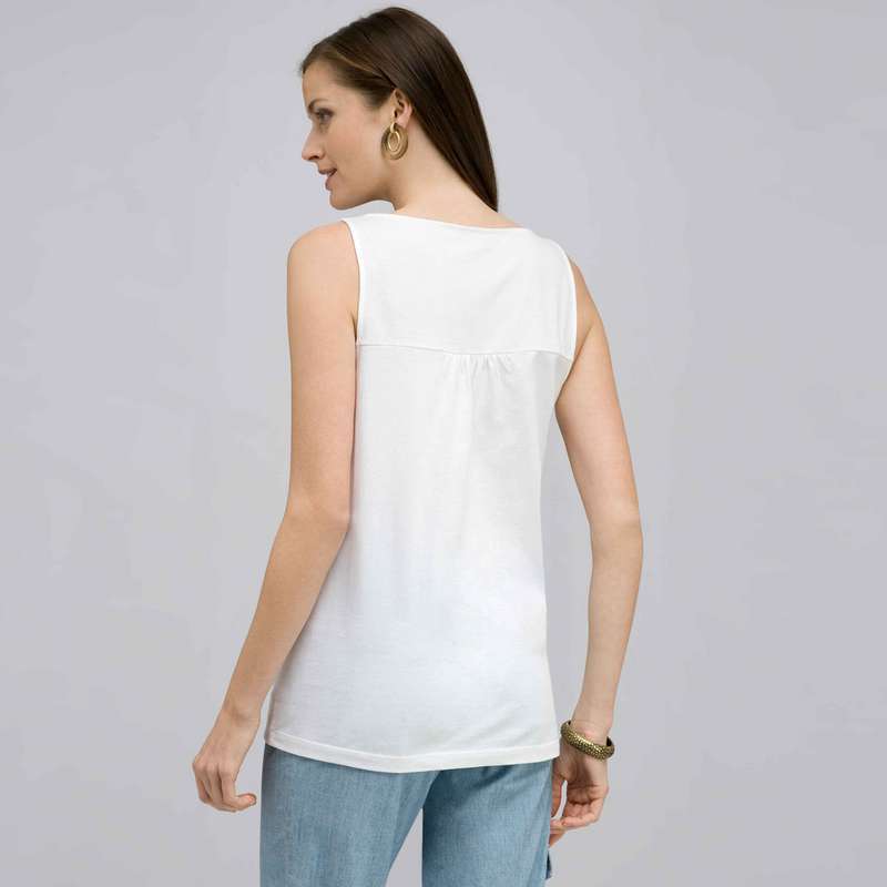 Embroidered Boat Neck Top., , large
