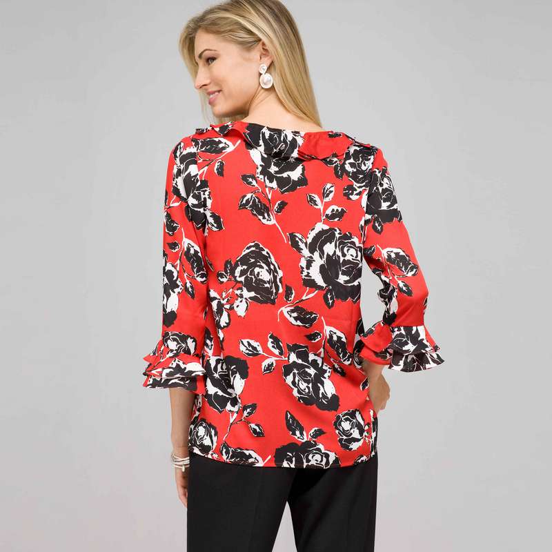 Floral Ruffle Top, , large