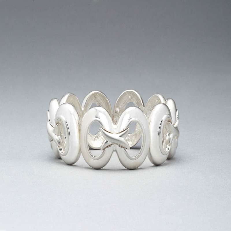 Infinity Stretch Worn Silver Bracelet, , large