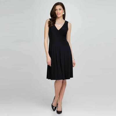 V-Neck Dress, Black, medium