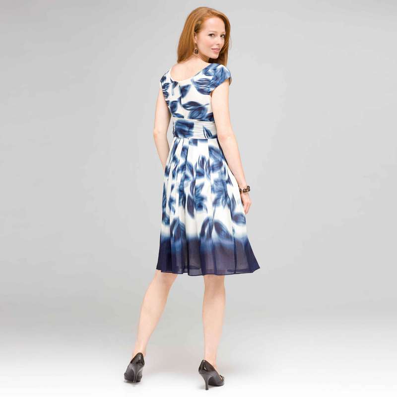 Blurred Leaf Floral Wrap Dress, , large