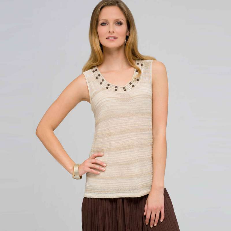 Beaded Scoop Neck Tank, , large