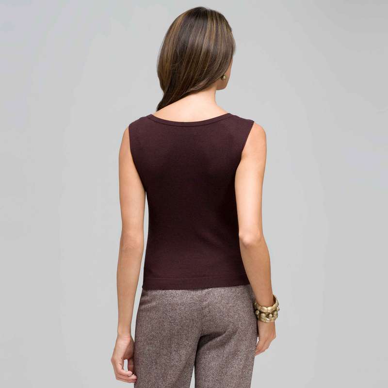 Sleeveless Scoop Neck Shell, , large