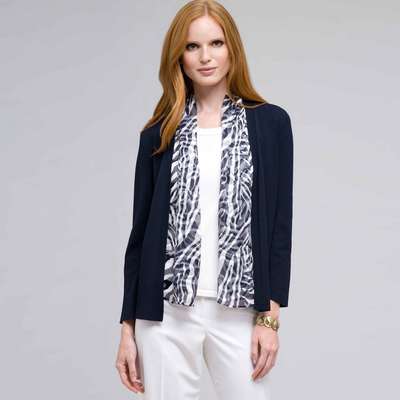 Zebra Scarf Print Cardigan, Ink Multi, medium