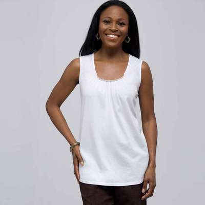 Shirred Front Tank., White, medium