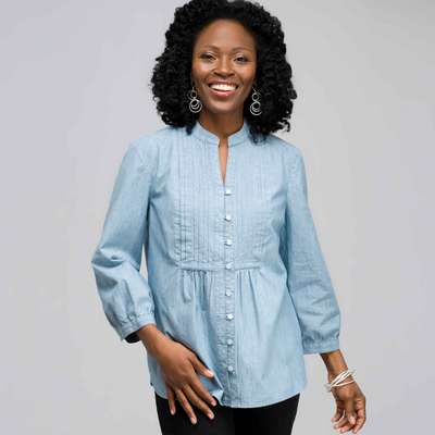 3/4 Sleeve Bib Front Top, antique wash, medium