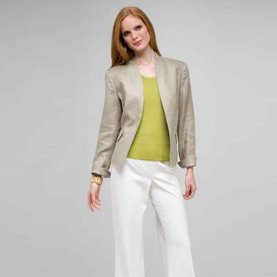 Textured 2 Pocket Jacket, Stone, medium