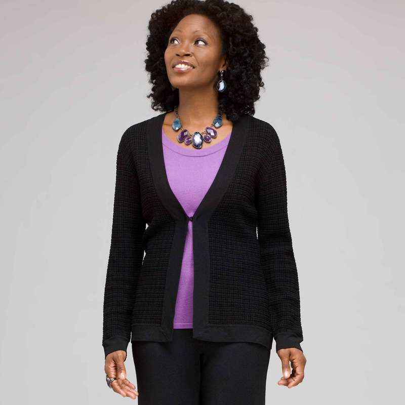 Long Sleeve Texture Stitch Cardigan, , large