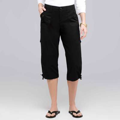 Light Weight Cargo Capri, Black, medium