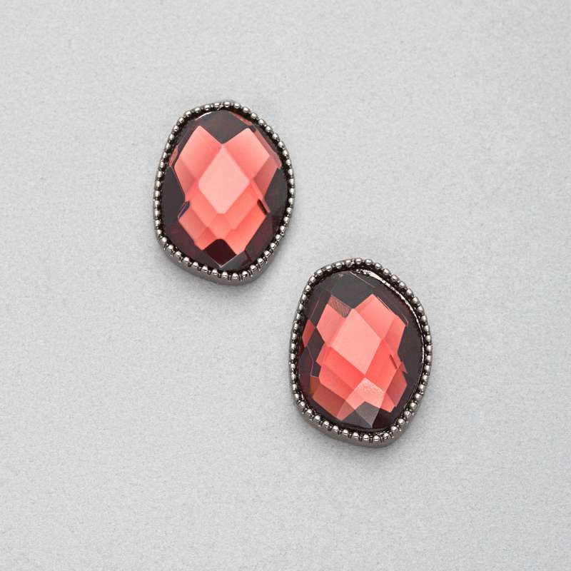Light Hematite Button Clip-on Earrings, , large