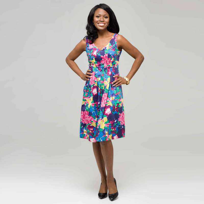 Floral V-Neck Dress, , large