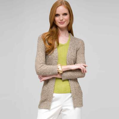 Open Front Cardigan, Stone, medium