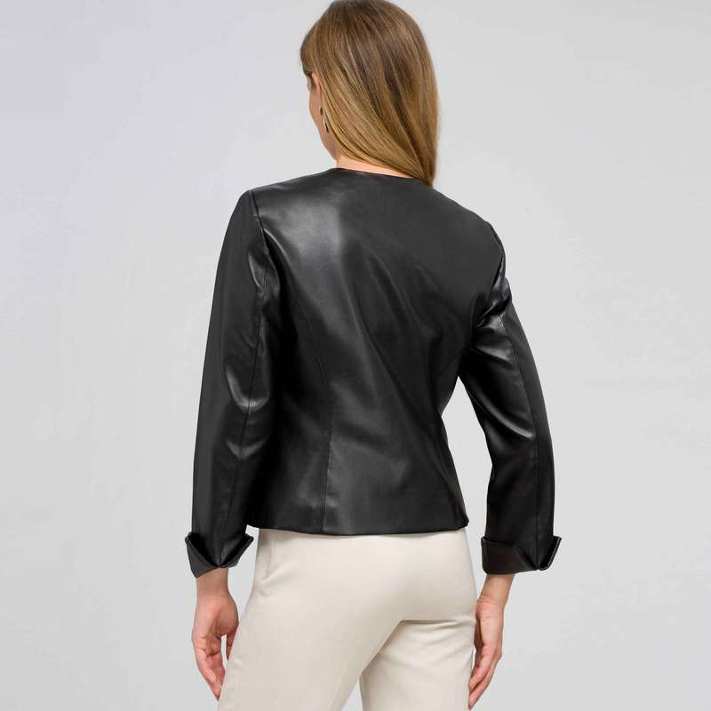 Leather Top Front Studded Jacket, , large