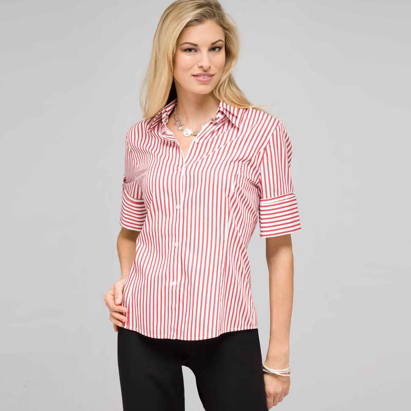 Double Collar Striped Shirt, , large