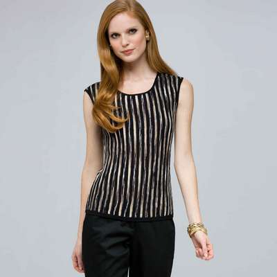 Sleeveless Shell., Black Multi, medium