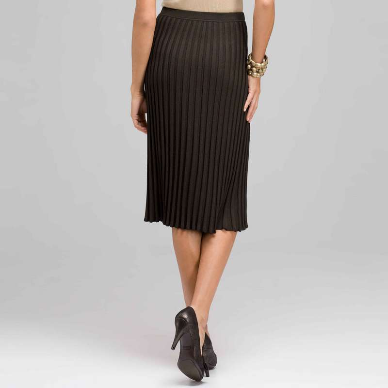 Ribbed Pleated Skirt, , large