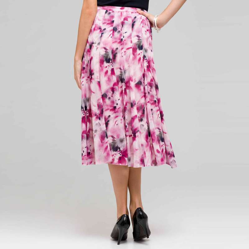 Long Floral Pintucked Skirt, , large