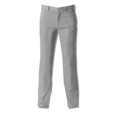 Straight Leg Trousers with Two Back Besom Pockets, Gray, medium