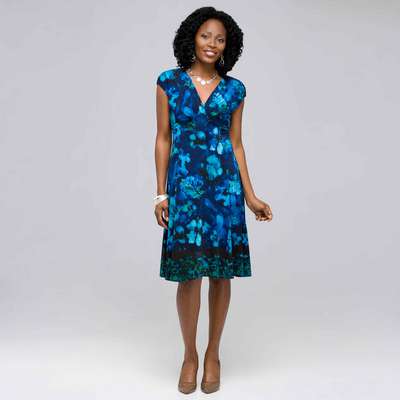 Floral Jersey Dress, Ink Multi, medium