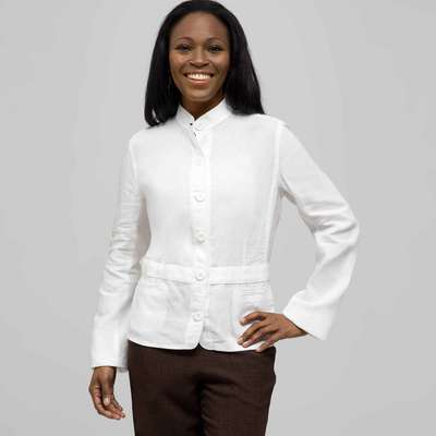 Button Front Jacket., White, medium