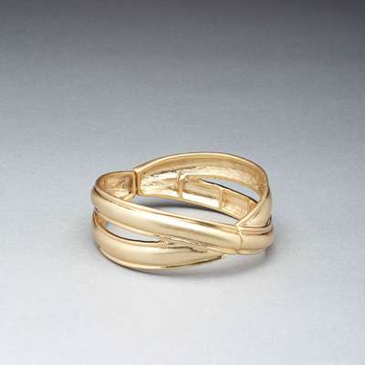 Worn Gold Cuff Bracelet, Gold, medium