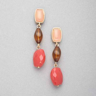 Pink Quartz Dangle Earring, Gold, medium