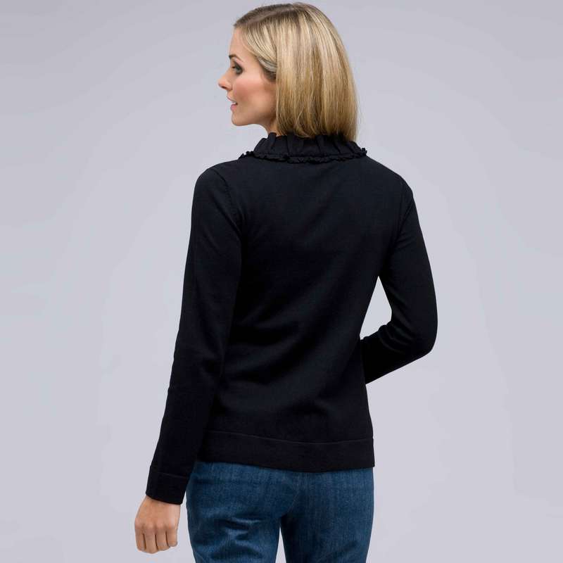 Long Sleeve Ruffle Front Cardigan, , large