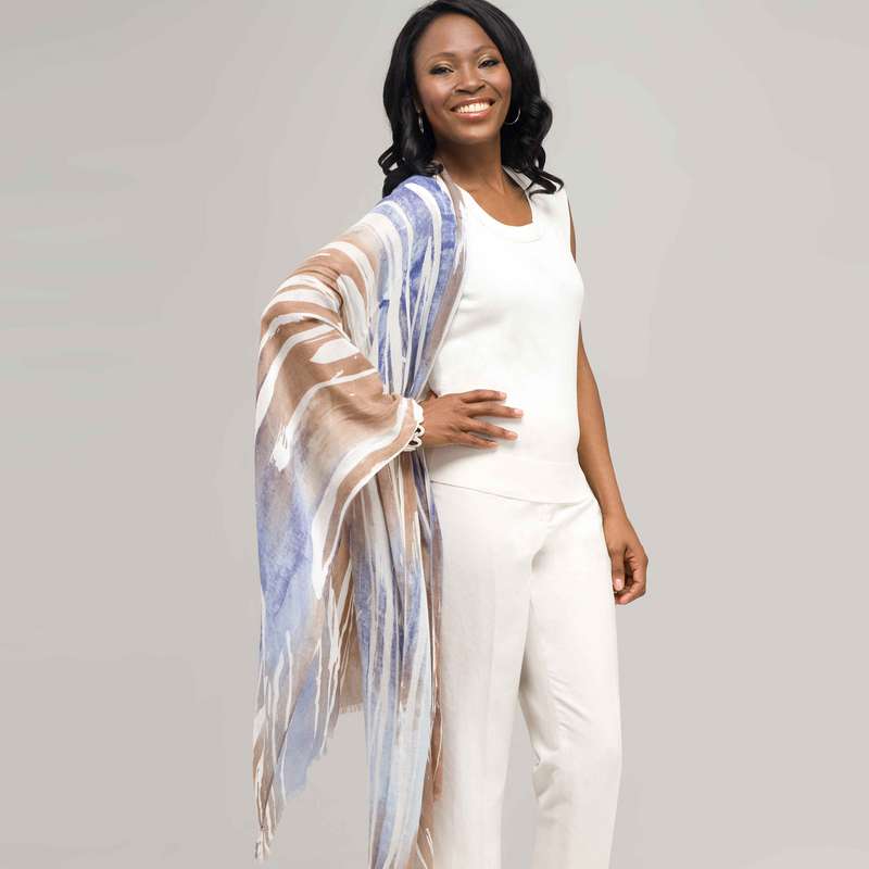 Striped Multi Color Scarf, , large