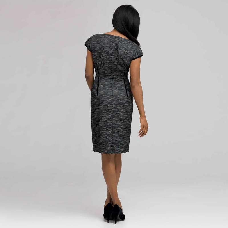 Dart Dress With Velvet Trim, , large